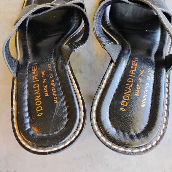 Donald J Pliner Viru Sandals Womens 6.5 Black Kogi Square Open Toe 3" Heel Italy - Picture 6 of 12